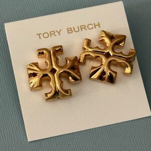 Tory Burch Gold Logo Stud Earrings